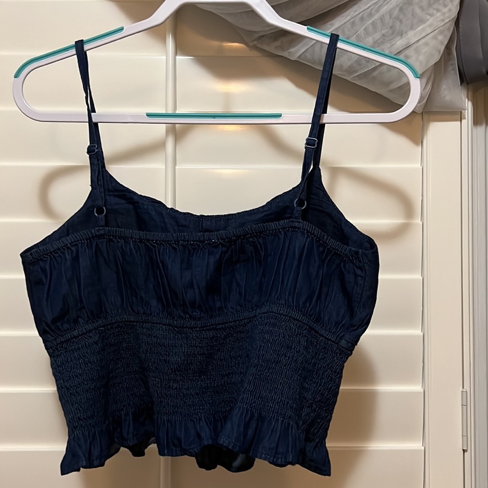 Crop denim top. Very stretchy material. Good boob coverage - Picture 2 of 2